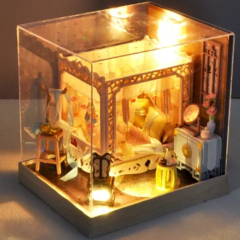 Jauns DIY Koka Dollhouses Studiju Classic Istabu, 1:24 Samontēti Miniatūru Mēbeles Leļļu Nams Rotaļlietas Bērniem Pieaugušo Drauga Dāvanu