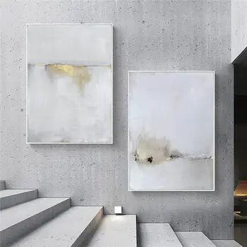 Ziemeļu Zelts, un Baltās krāsas Abstraktā Audekls Gleznošanai Skandināvijas Cuadros Sienas Art Attēlu Izdrukas un Plakātiem Dzīvojamā Istaba Dekori