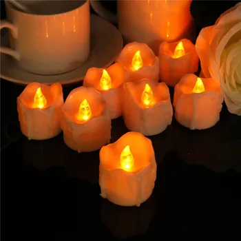 Iepakojumā 4 Taimeri LED Sveces,Dzeltena gaisma, Asaru Pilienu bougie anniversaire Akumulatora vela decorativa,6 stundas,18 stundas off