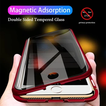 Metāla Magnētiskās Tālrunis Lietā par Iphone SE 360 11 Pro MAX 8 7 6 XR XS X Anti-Spiegu Vāciņš ar Magnētu