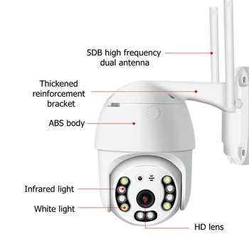 Wifi IP Kameras PTZ Full HD Āra Speed Dome Kameras Ūdensizturīgs 1080P 8X Digitālo Zoom Nakts Redzamības Mājas CCTV Uzraudzības