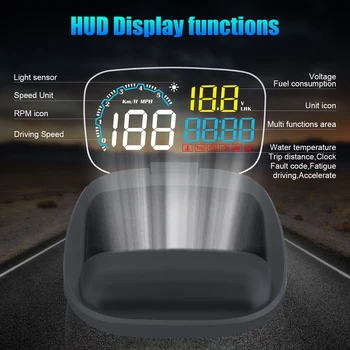 Jaunas Auto HUD Head Up Displejs OBD 2 II borta Auto Auto Datoru C600 Digitālā Spidometra OBD2 Projektoru Braukšanas Degvielas Patēriņš