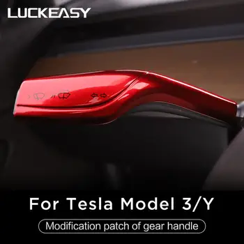 LUCKEASY Interjera pārveidot plāksteris Tesla model3 un Tesla ModelY auto ABS black red white Kolonnu pārslēgšanas aizsardzības vāciņu