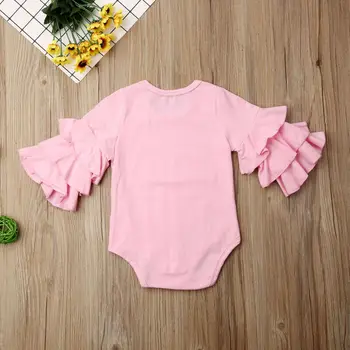Pudcoco Jaundzimušais Meiteņu Drēbes Slāņi Savirmot garām Piedurknēm Bodysuit 2020 