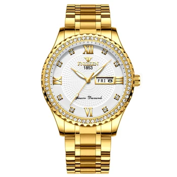 Luksusa vīriešu kvarca pulksteņu markas tērauda kalendārā 30 metru Rolexable ūdensizturīgs vīriešu kvarca skatīties zelta pulksteni relogio masculino