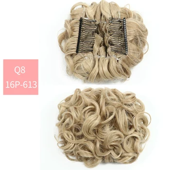 Sintētisko netīrs matu bulciņa chignon ar gumiju un klipus ķemme zirgaste hairpieces sievietēm messi viļņaini matu scrunchie