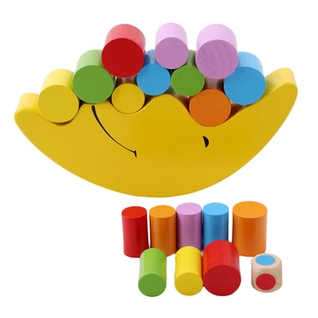 Bērnu Agrīnās Mācīšanās Rotaļu Koksnes Mēness Līdzsvarojot Izglītības Rotaļlietas, Celtniecības Bloki Bērniem, Bērnu Balansēšanas Rotaļlietas JK993454