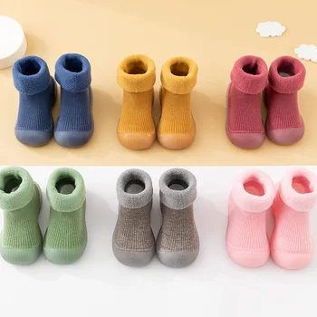 2020 Jaunu bērnu ziemas plus samta biezāka Sniega Zābaki, toddler iekštelpu apavi vidū-tube baby nonsilp Imitācija kašmira zeķes apavi