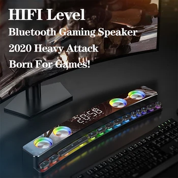 Bezvadu Spēļu Bluetooth Skaļruņi Pulkstenis LED Displejs, Datoru skaļruņi, 3D stereo, subwoofer, AUX, FM Sound bar TV mājas kinozāles